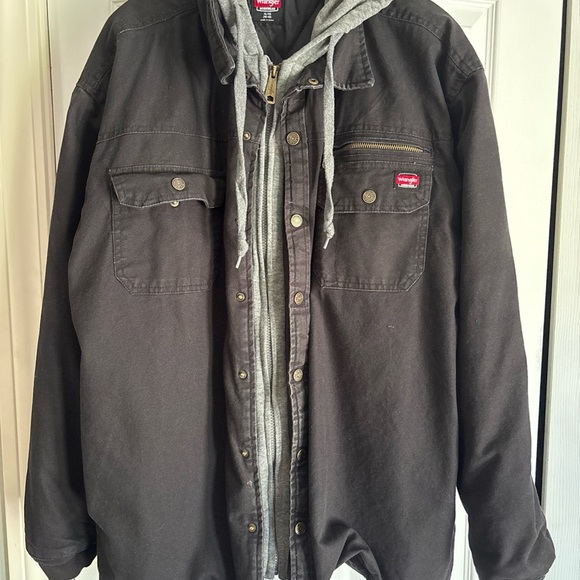 Wrangler Other - Wrangler Black and Gray Men's Shirt Jacket with Hoodie